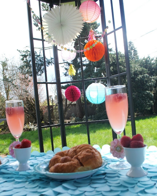 Easter brunch doesn't have to be hard. Make it easy by serving up bakery croissants, fresh fruit and champagne. More ideas at FizzyParty.com 