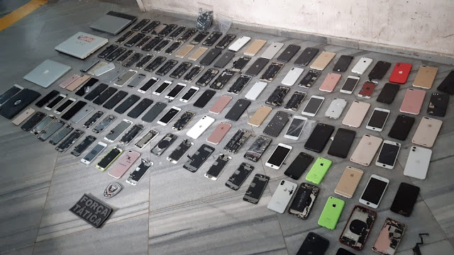 PM encontra dezenas de iPhones roubados e detém empresário e irmão suspeitos de receptação no RN