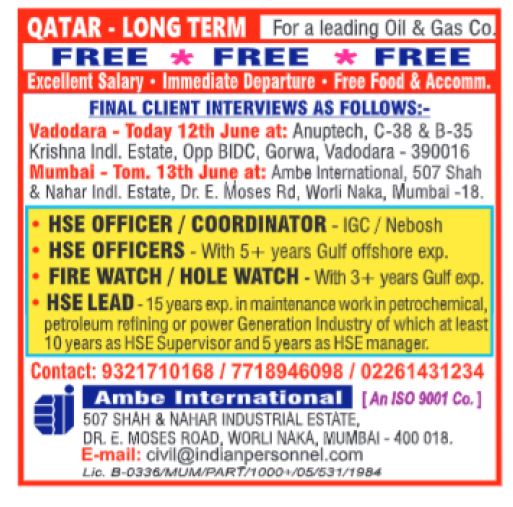 12 June 2024 - Assignment Abroad Times Gulf Vacancy Paper