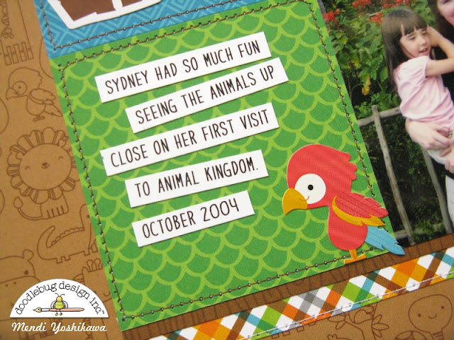 Doodlebug Design At The Zoo Disney Animal Kingdom Scrapbook Layout by Mendi Yoshikawa