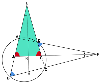 外角の定理を利用して二等辺三角形を見つける