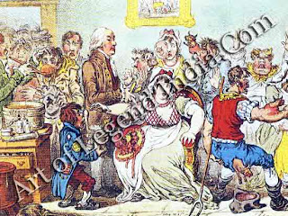 The first vaccinations In 1812, Edward Joiner the pioneer of vaccination against small-pox was awarded an MD at Oxford University. His treatment was quickly adopted both in England and abroad, but remained controversial. Gillray's savage cartoon 'shows' Joiner at work in his hospital at St Pancras, where the poor were inoculated free of charge. 