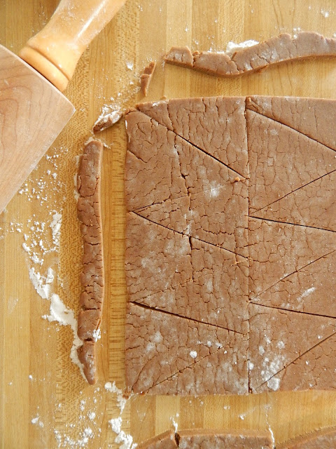 Gingerbread dough with rolling pin on counter