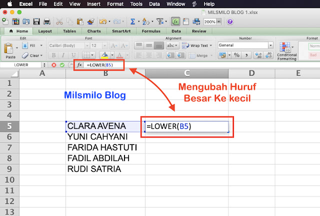 cara mengubah huruf kapital di excel, mengubah huruf besar ke kecil di excel, mengubah huruf kecil mejadi huruf besar,membuat atau mengubah huruf di excel dengan fungsi rumus Lower, Upper dan Propper pada excel