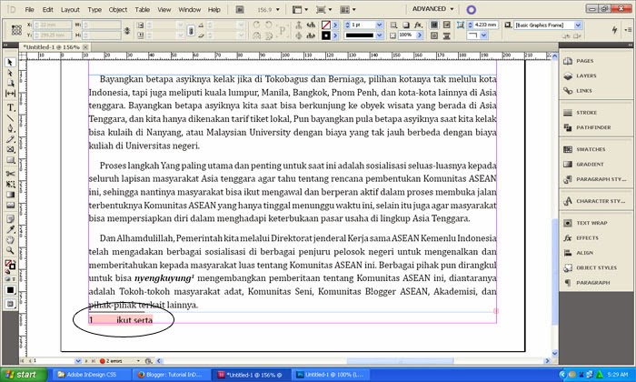 Cara membuat Footnotes (Catatan Kaki) di Indesign 