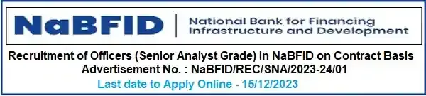 NaBFID Officer Sr. Analyst Grade Vacancy Recruitment 2023