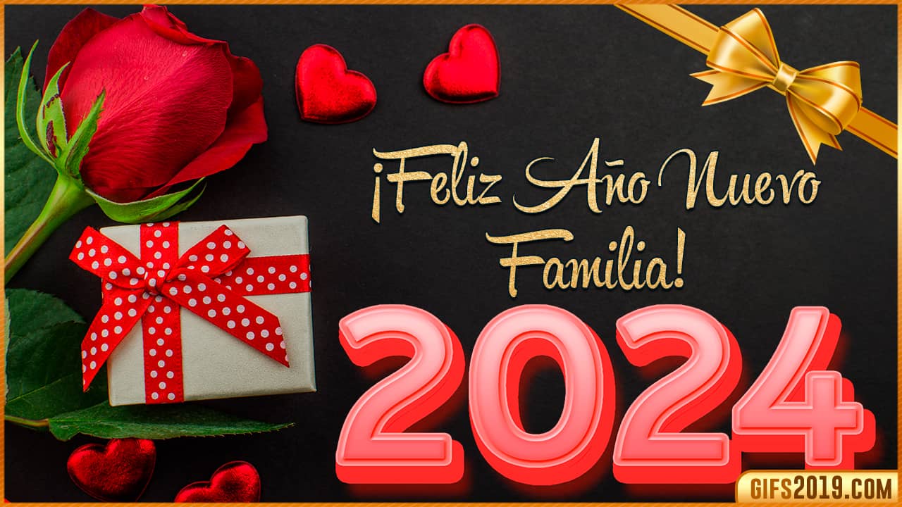 feliz año nuevo familia 2024 tarjeta