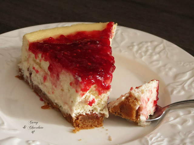 Tarta rústica de queso con mermelada de frambuesa  - Raspberry cheesecake