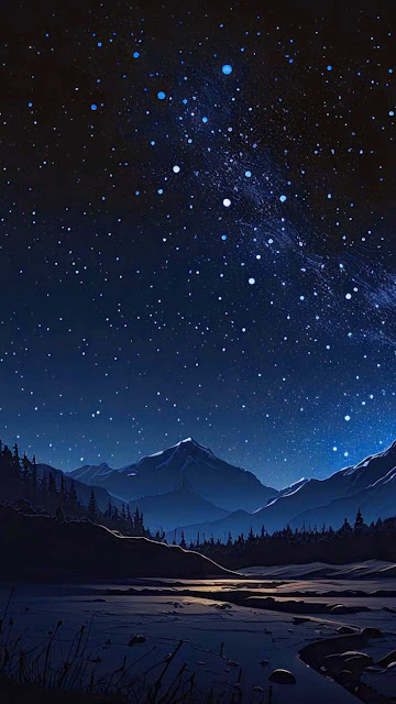 Night Sky Mountains Image iPhone Wallpaper