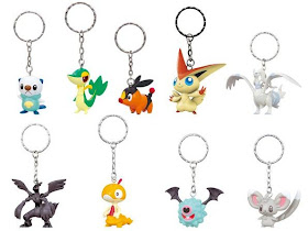 Pokemon figure key chain Victini Snivy Tepig Oshawott Woobat Scraggy Minccino Reshiram Zekrom Banpresto
