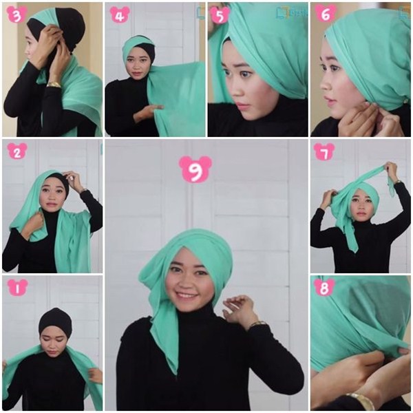 Tutorial Hijab Untuk Kebaya Anak Sd  C B Contoh Tutorial Hijab Segi Empat Kreasi Trend Terbaru