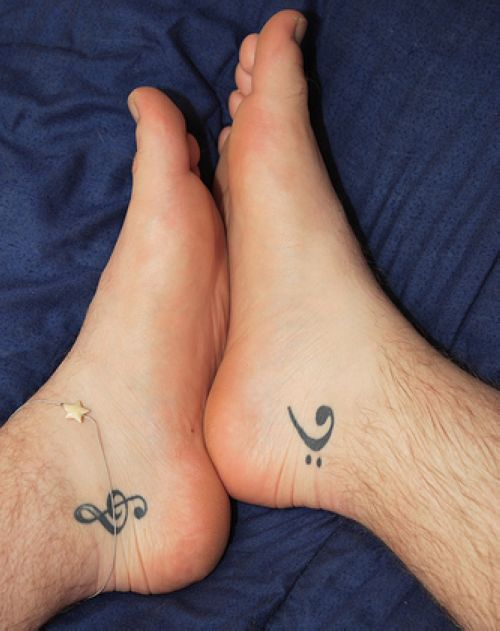 love heart tattoos on foot. music heart tattoo. music