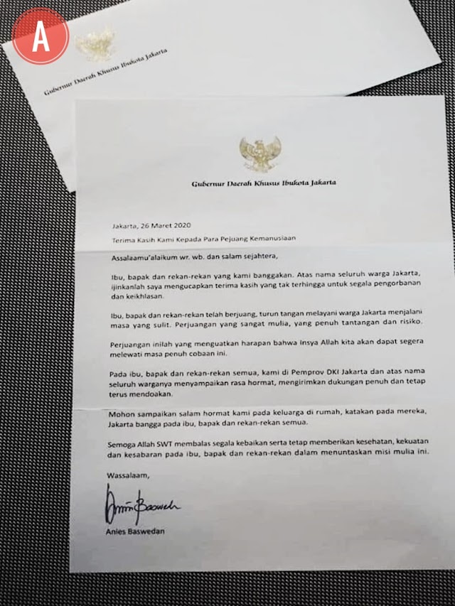 adalah surat dari bang Anies kepada para NaKes Netizen: BEDA KELAS Surat Anies Untuk Nakes & Surat Ganjar Untuk Nakes