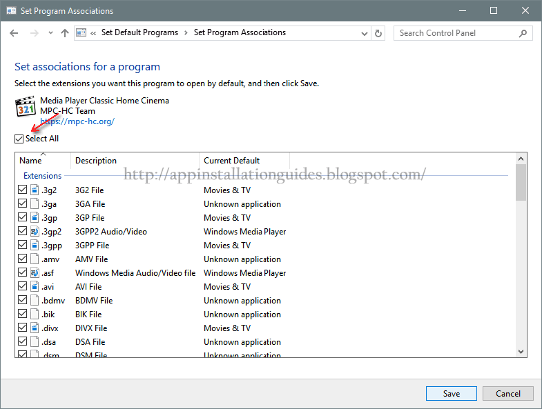 MPC-HC File Format Association