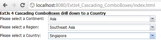 ExtJs 4 cascading ComboBox example using Java Servlet