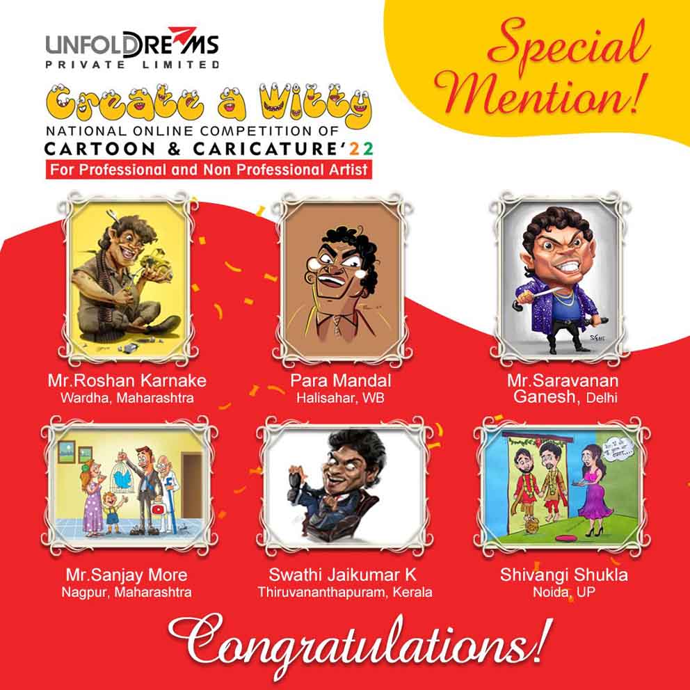 Winners of National Online Competition of Cartoon & Caricature in India