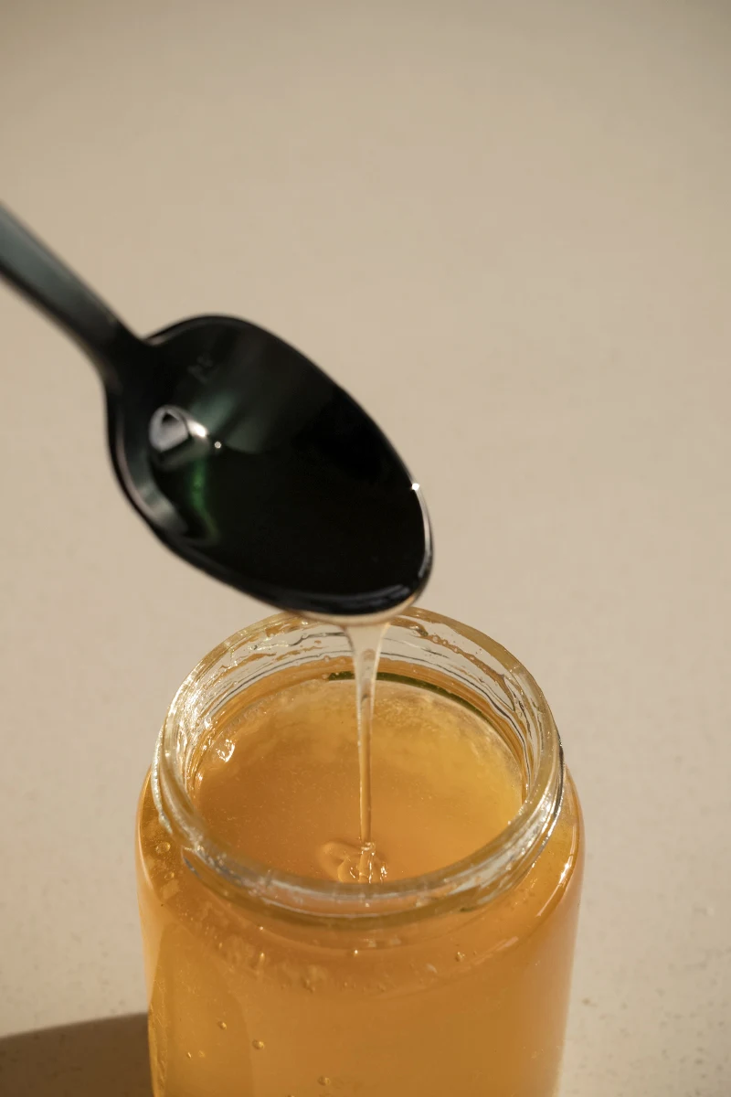 close-up of a jar with manuka honey