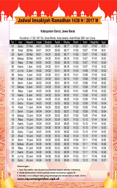 Jadwal Imsakiyah Garut Ramadhan 1438 H 2017 M