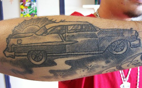 Car tattoos are typically seen