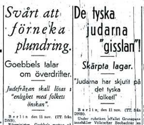 Om judeförföljelserna i Göteborgsposten den 11 november 1938