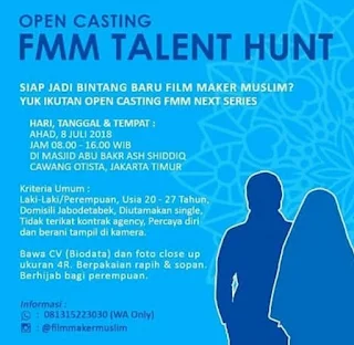 open casting audisi film islami fmm talent hunt 2018