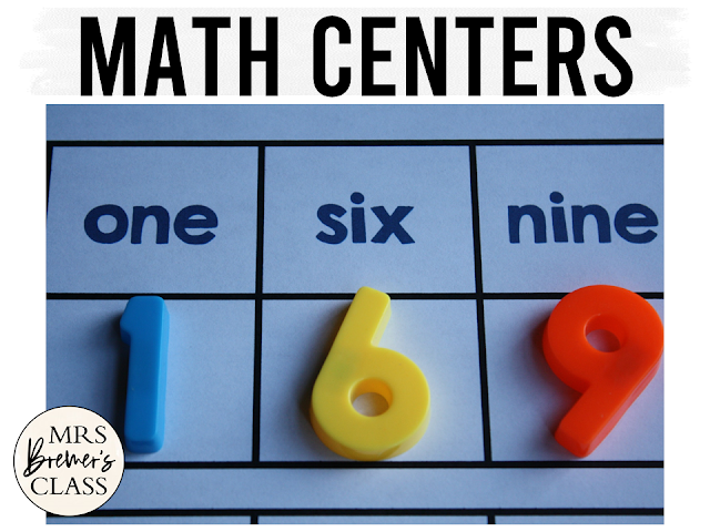 Kindergarten Math Centers Activities for practice with counting, number sequencing, number words, missing numbers & number charts using hands-on learning