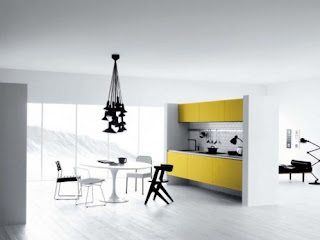 Cool White, Yellow, Black Kitchen Designs for Minimalist Style Interior