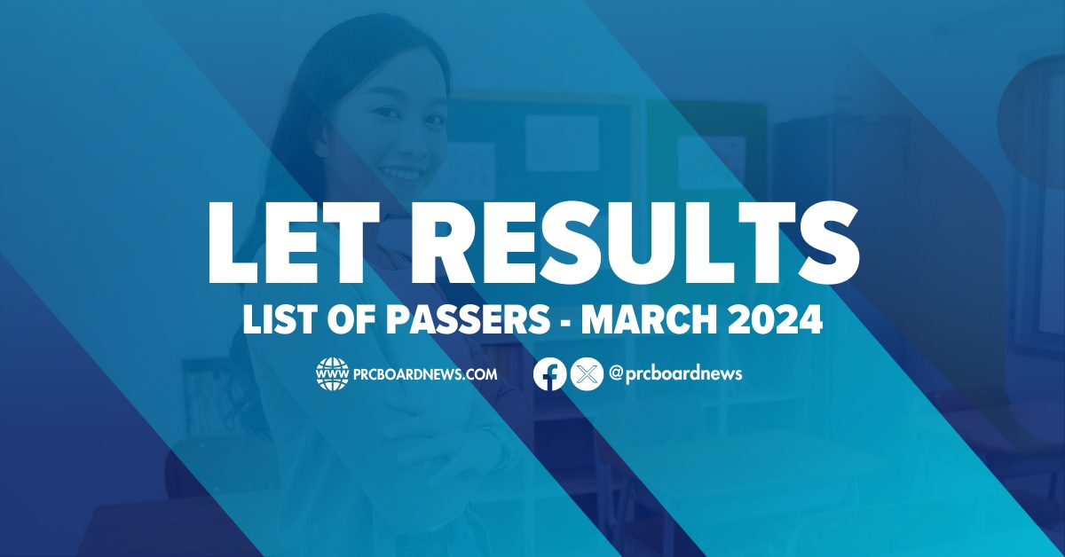 LET RESULT: March 2024 teachers board exam list of passers