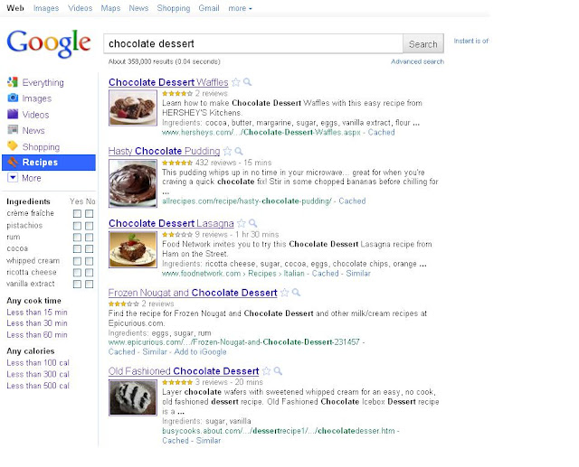 Google Recipe Search Results