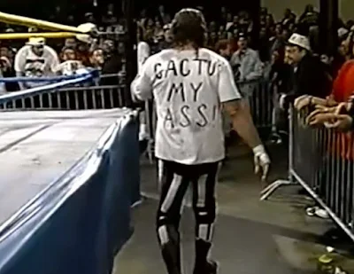 ECW Hostile City Showdown 1995 Review - Terry Funk with 'Cactus My Ass' written on his shirt