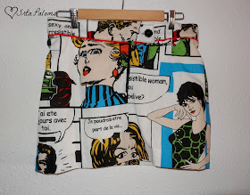 falda modista con tela de comic