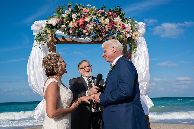 Groom saying vows during ceremony