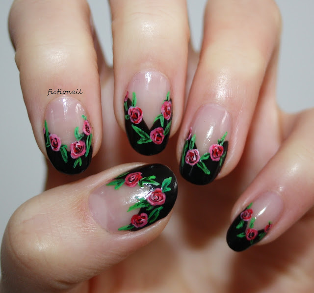 Negative Space Pink Rose Nail Art