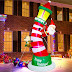 Christmas Giant Lighted Lighthouse with Santa and Reindeer, Xmas Blowups with Drawstring Bags for Winter Yard Lawn Garden Inflatable Decorations