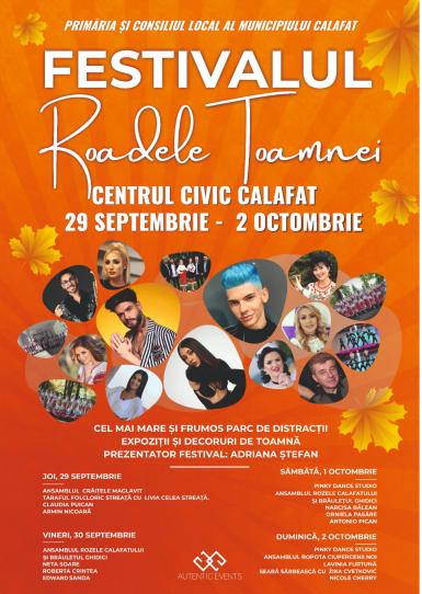 FESTIVALUL ROADELE TOAMNEI, se va desfăşura în perioada 29 septembrie – 2 octombrie la Calafat