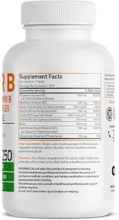 Bronson Super B 100 Vitamin B Complex Sustained Release Contains All B Vitamins (Vitamin B1, B2, B3, B6, B9 - Folic Acid, B12) Supports Energy Metabolism & Nervous System Health, Non-GMO, 250 Tablets