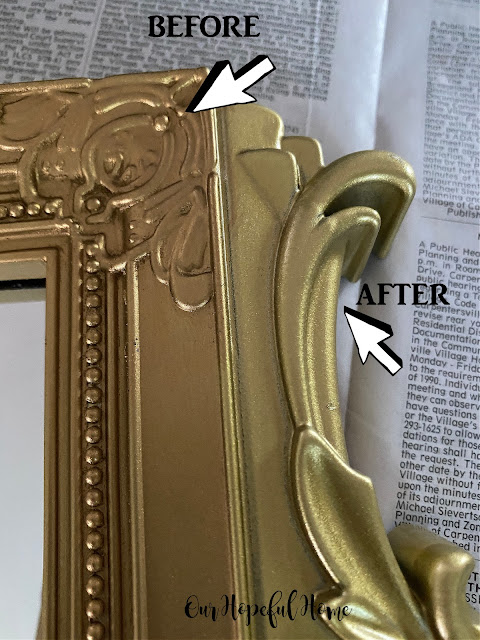 before and after examples of painted plastic mirror frame