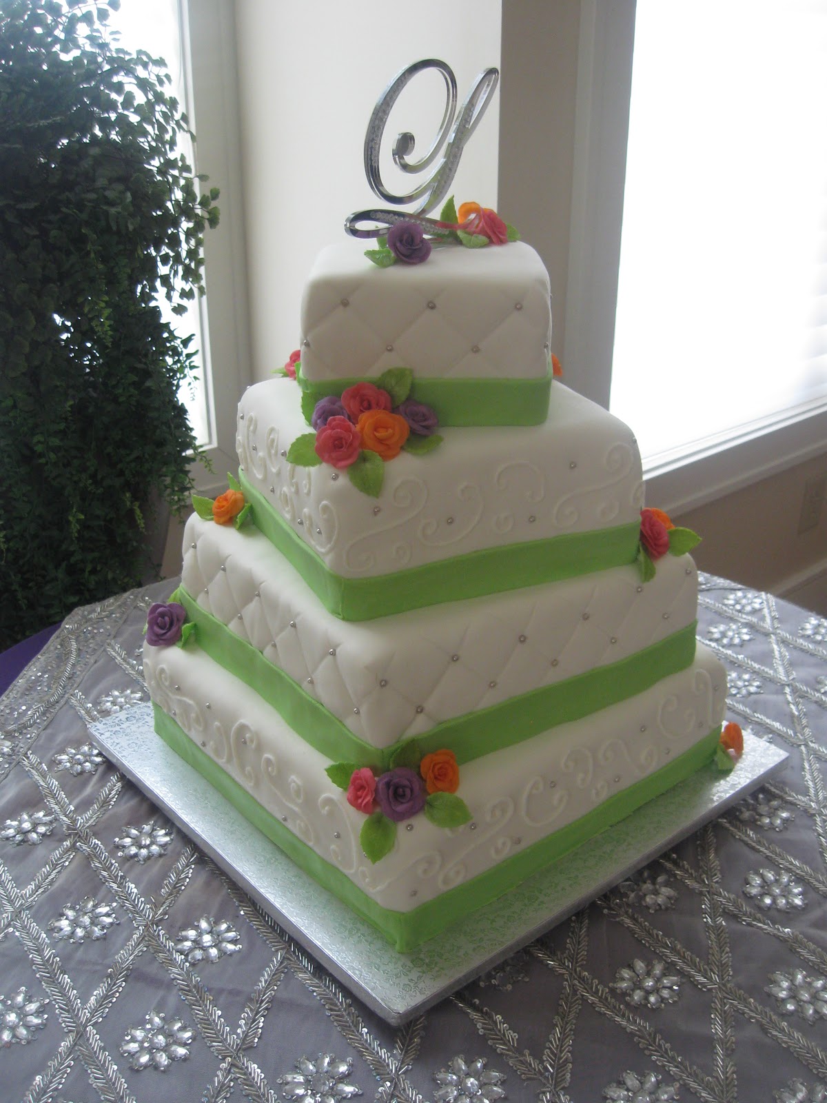 beautiful pink wedding cake Sarah and Michael's Wedding Cake