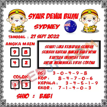 Prediksi Dewa Bumi Sdy Selasa 27-Sep-2022