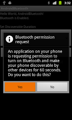 Start Bluetooth Discoverable and register BroadcastReceiver for ACTION_SCAN_MODE_CHANGED