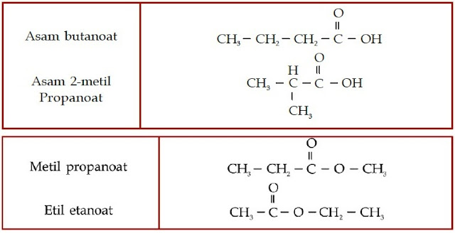Asam butanoat Asam 2-metil-Propanoat metil etil