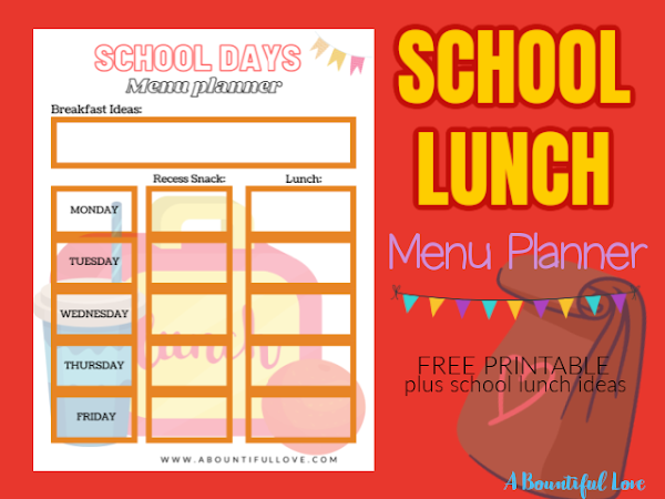 School Lunch Menu Planner