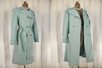 Periwinkle Blue Vintage Double Breasted Trench Coat