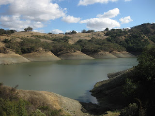 Low water level in the Guadalupe Reservoir, Almaden, California