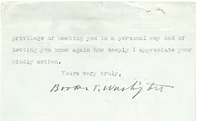 Last lines of letter from Booker T. Washington showing signature