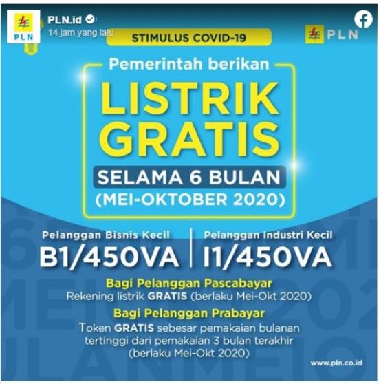 Cara Dapatkan Token Listrik Gratis untuk B1/450VA dan I1/450VA tahun 2020