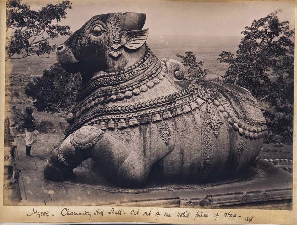 Chamundi Hill Bull (Nandi). Cut out of one solid piece of stone - Mysore, Karnataka, 1895