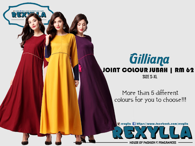 rexylla, joint colour, joint colour jubah, gilliana collection