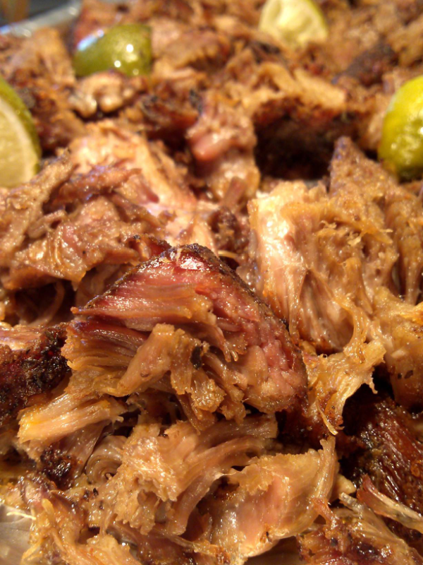 Crock Pot Carnitas! Delicious tender, crispy pork carnitas made easy by seasoning a pork roast or Boston butt with Mexican spices, cooking in the slow cooker then getting those famous crispy bits by placing under the broiler.