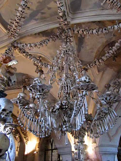 Chandelier in Human Bones  - Kosnice Ossuary, Sedlic, Czech Republic